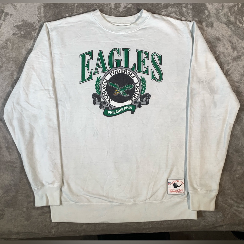 Mitchell & Ness Crewneck Sweater Men’s Lg White  Philadelphia‎ Eagles NFL